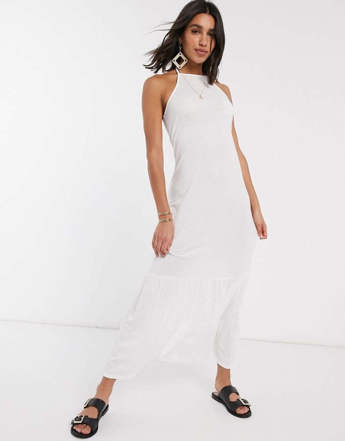 square halter neck dress