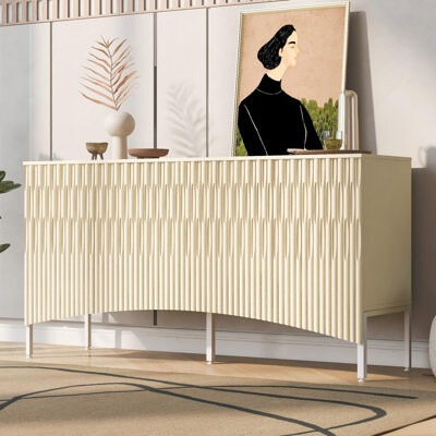 Elegant sideboard with curved bottom doors and arched alcove design