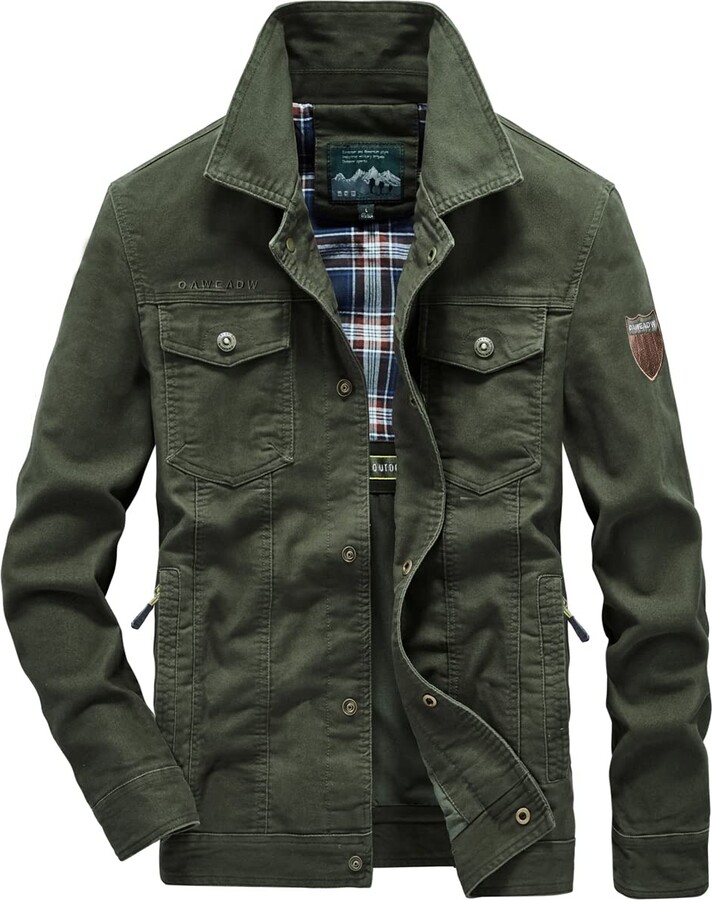 Caweadw Mens Lightweight Military Jacket Utility Field MultiPocketed