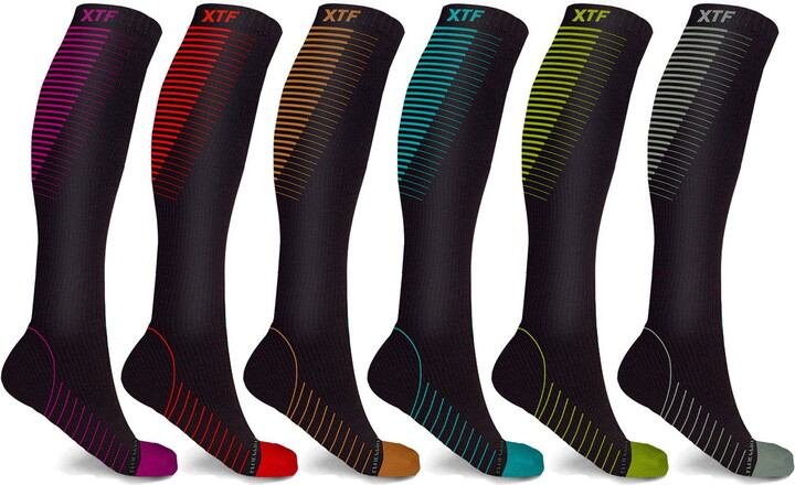 Extreme Fit Copper Compression Socks – Knee High for Running, Athtletics, Travel – 6 Pair
