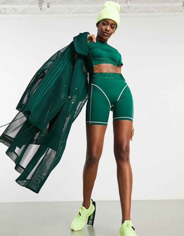 Ivy Park adidas x cropped t-shirt in dark green with mesh detail - ShopStyle