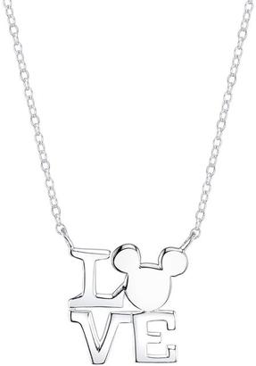 Disney Sterling Silver Mickey Mouse Love Necklace with 18-inch Cable Chain