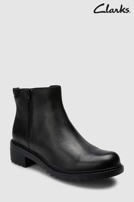 Next Girls Clarks Black Leather Frankie Roam Zip Youth Ankle Boot