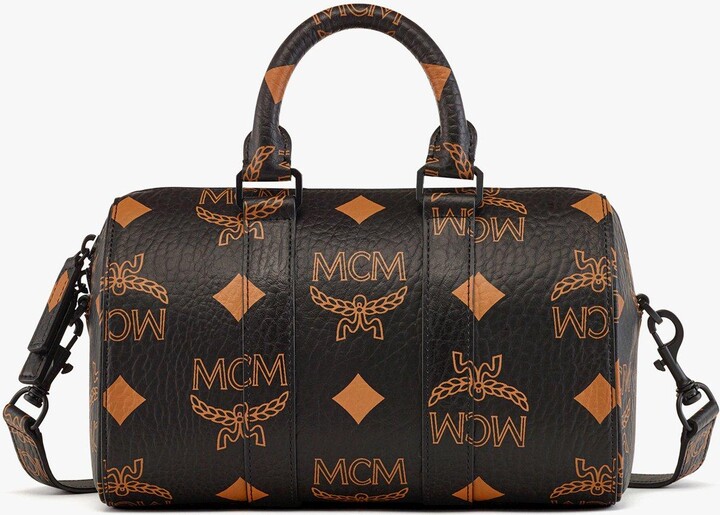 MCM Boston Mini Vintage Jacquard Monogram Canvas & Leather Shoulder Bag -  ShopStyle