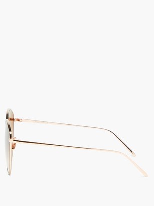 Linda Farrow Francis Cat-eye 22kt Gold-plated Metal Sunglasses - Brown