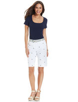 Thumbnail for your product : Charter Club Petite Star-Print Belted Bermuda Shorts