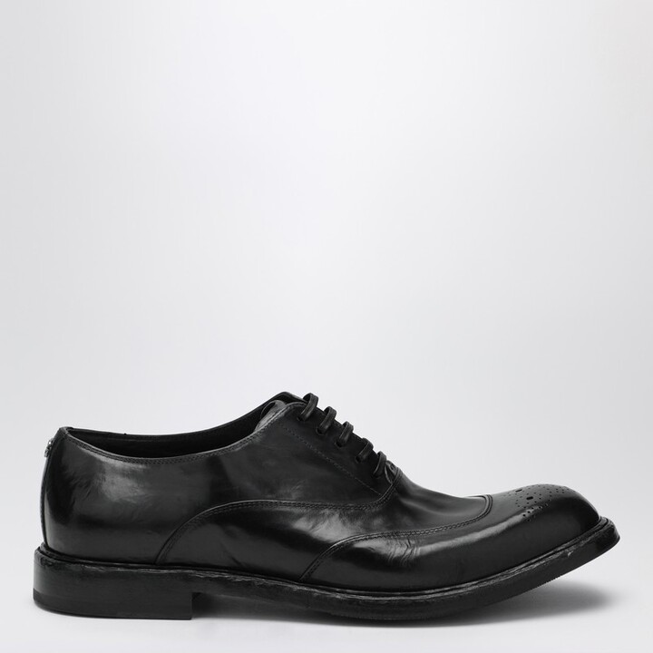 Dolce & Gabbana Washed black calfskin lace-up shoe