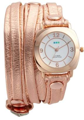 La Mer Odyssey Leather Wrap Strap Watch, 25.4mm