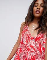 Thumbnail for your product : ASOS Tall DESIGN Tall gathered maxi dress in palm print