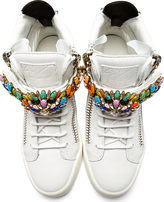 Thumbnail for your product : Giuseppe Zanotti White Jewel-Embellished High-Top Sneakers