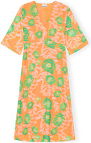 Thumbnail for your product : Ganni Printed Crepe V-neck Dress