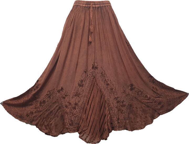 Doorwaytofashion Plus Size Maxi Skirt Boho Gypsy Medieval Renaissance  Embroidered 18 20 22 24 26 (Copper) - ShopStyle