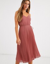 double layer pleated cami midi dress