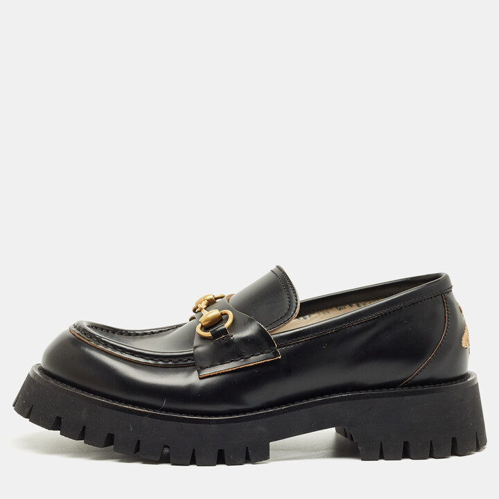 Gucci Black Leather Horsebit Loafers Size 39.5