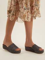 Thumbnail for your product : Carrie Forbes Nadia Raffia Flatform Mules - Womens - Grey