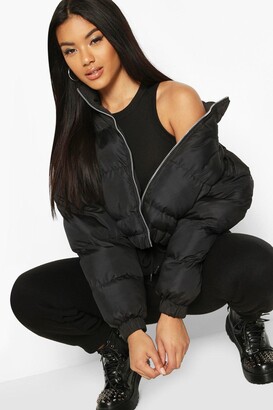 black cropped puffer jacket