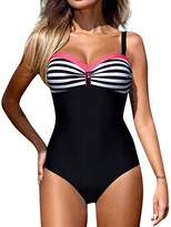 Thumbnail for your product : kolila Women's One Piece Swimwear Plus Size Monokini Swimsuit Off-Shoulder/Double Shoulder Swimsuit Swimming Bathing Suits (Pink XL)