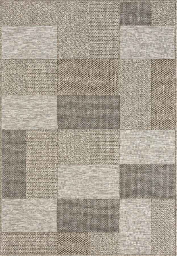 LR Home Oliva Oliva-114 5' x 7' Outdoor Area Rug - Tan, Brown