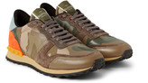 Thumbnail for your product : Valentino Camouflage-Printed Leather and Canvas Sneakers