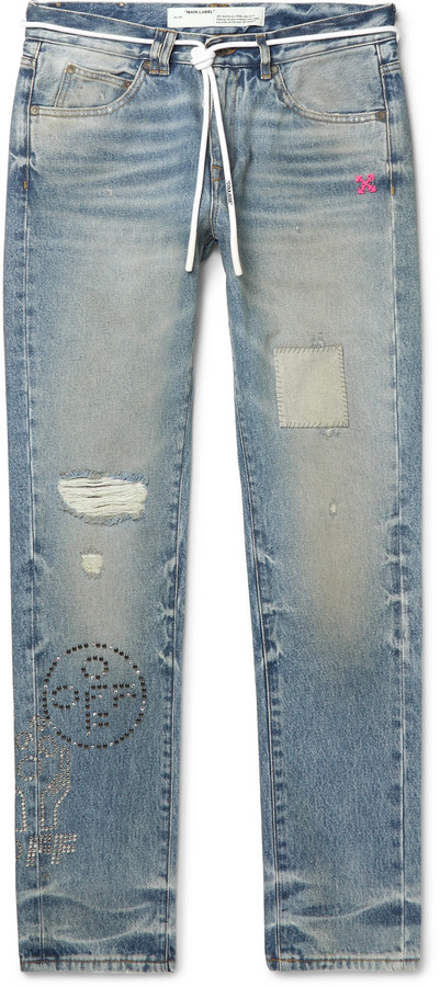 embellished distressed jeans