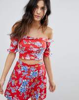 Thumbnail for your product : Motel Off Shoulder Crop Top In Vintage Floral Two-Piece
