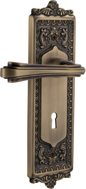 Nostalgic Warehouse Egg & Dart Plate Single Dummy with Decorative Keyhole and Fleur Lever