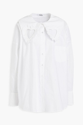 VIVETTA Cutout ruffle-trimmed cotton-blend poplin shirt