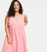 Thumbnail for your product : Cotton:On Plus Cotton:On Curve button down midi dress in pink