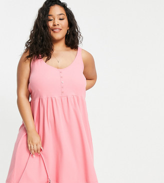 Cotton:On Plus Cotton:On Curve button down midi dress in pink