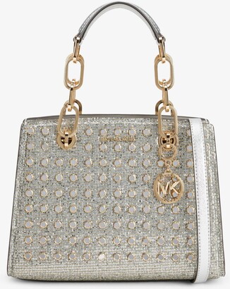 New Michael Kors Whitney Chain Studded White/Gold Leather Convertible Bag  MD/LG | eBay
