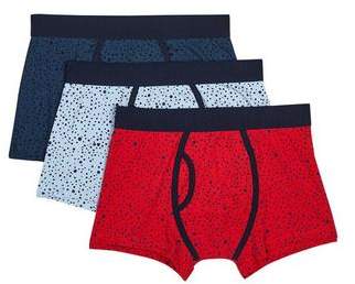 Burton Mens 3 Pack Blue, Grey and Red Spot Print Trunks