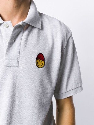 Ami Men Short Sleeve Polo Shirt With Smiley Patch