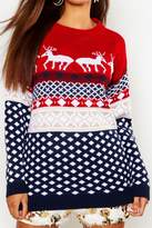 Thumbnail for your product : boohoo Contrast Festive Print Reindeers Christmas Sweater