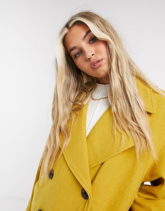 NATIVE YOUTH double breasted coat in mustard