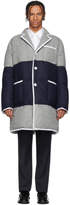 Thumbnail for your product : Thom Browne Grey and Navy Down Sack Fit Overcoat