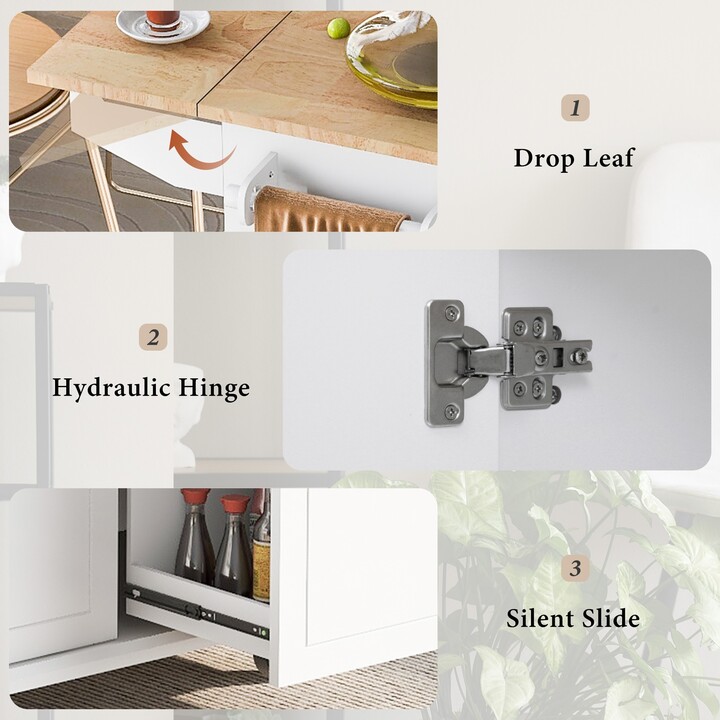 53.9" Width Rolling Kitchen Cart with Internal Storage Rack and 3 Tier