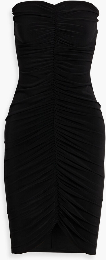Norma Kamali Strapless ruched stretch-jersey dress
