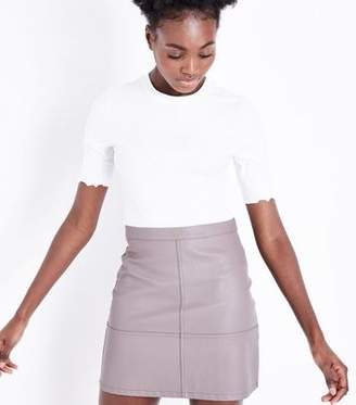 New Look Mink Leather-Look Mini Skirt