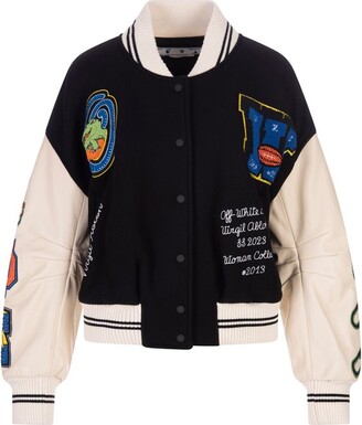 Off-white wool and leather varsity jacket – AUMI 4