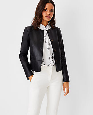 Ann Taylor Faux Leather Cropped Jacket