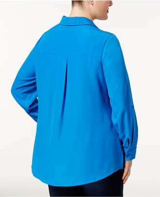 Charter Club Plus Size Roll-Tab Blouse, Only at Macy's
