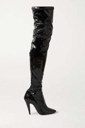 Details about   Womens Patent Leather High Knee Boots Pointy Toe Stiletto Side Zipper Shoes Chic 