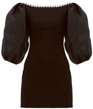 Rasario Crystal-embellished Crepe Mini Dress - Black