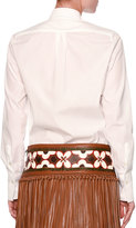 Thumbnail for your product : Valentino Knotted Fringe Leather Mini Skirt, Tan