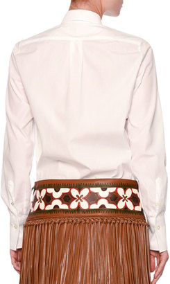 Valentino Knotted Fringe Leather Mini Skirt, Tan