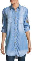 Thumbnail for your product : Tolani Tina Denim Embroidered-Back Tunic, Plus Size