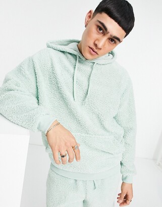 ASOS DESIGN matching oversized teddy borg hoodie in mint green - ShopStyle