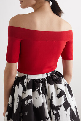 Alexander McQueen Off-the-shoulder Stretch-knit Top - Red