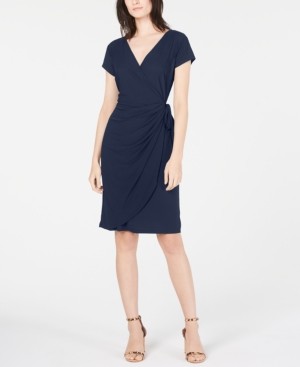INC International Concepts Cap-Sleeve Faux-Wrap Dress, Created for Macy's