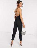 Thumbnail for your product : ASOS DESIGN cami strap cross back detail jumpsuit in black